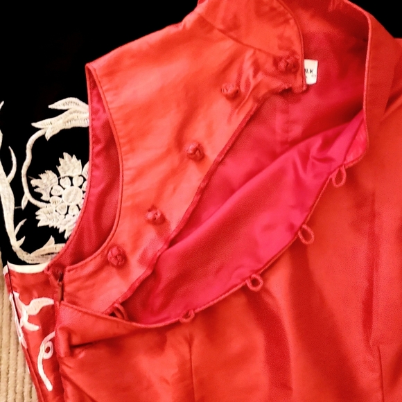 *****SOLD*****         Red Black Embroidered Asian Dress Cheongsam Qipao - Picture 10 of 11